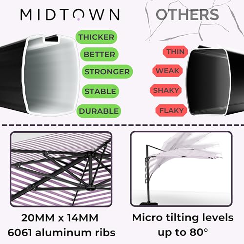 Midtown Umbrellas 9x9 Ft Outdoor Cantilever Patio Umbrella - Terylast Midtown Stripes