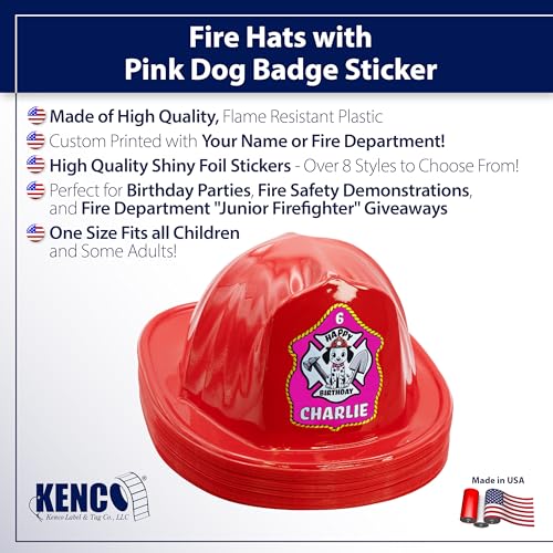 Kenco Kids Customizable Plastic Firefighter Hats Red