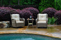 Tortuga Outdoor Rio Vista Bistro Set with Swivel Glider Chairs and Side Table Sandstone Wicker