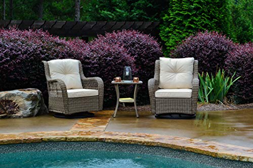 Tortuga Outdoor Rio Vista Bistro Set with Swivel Glider Chairs and Side Table Sandstone Wicker