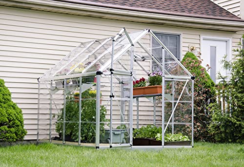 Palram Canopia Snap & Grow 6x8 Ft. Greenhouse Kit Heavy Duty Polycarbonate Aluminium Frame Silver