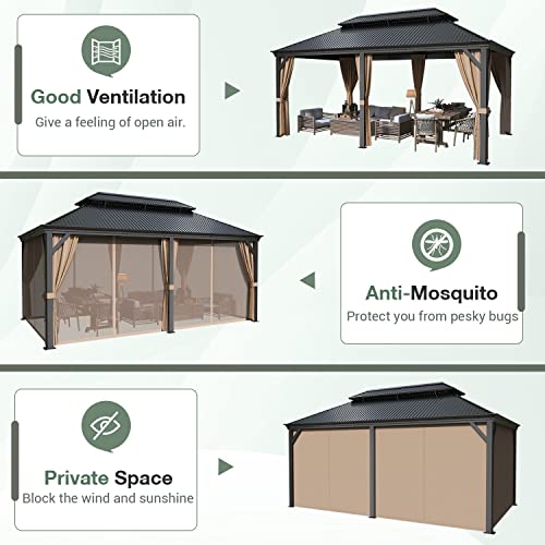 Greesum 12'x20' Hardtop Metal Gazebo Black
