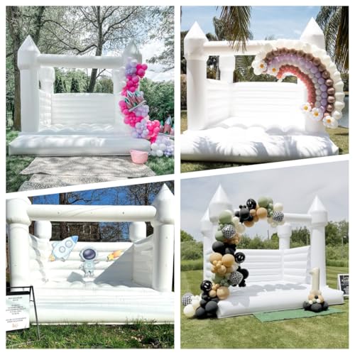 awesmflate White Commercial Grade Bounce House with Blower 13x11.5x10ft