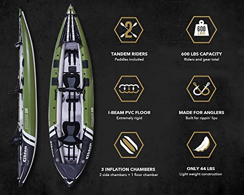 Elkton Outdoors Steelhead Inflatable Fishing Kayak Tandem