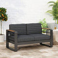 Roomfitters Modern 2-Seater Outdoor Loveseat with Aluminum Frame and Cushions Black