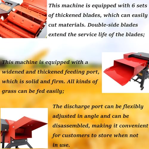 Banfluxion 220V 6-Blade Hay Cutter Pulverizer Red