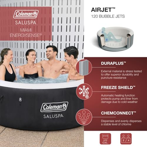 Coleman Inflatable Hot Tub Portable Outdoor Spa Black