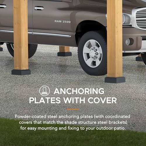 Sunjoy Heavy Duty Wood Gazebo Carport 11 ft. x 20 ft. Black/Wood Color