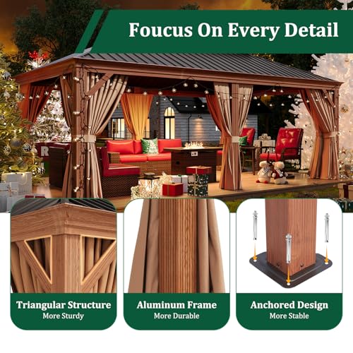 Sonegra 12' x 20' Hardtop Gazebo Brown
