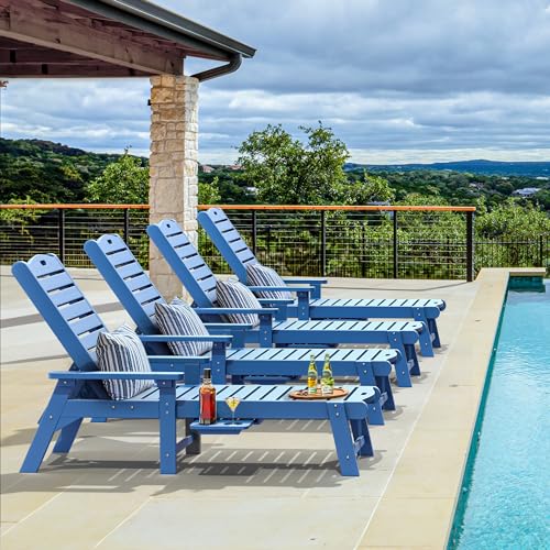 YITAHOME Outdoor Chaise Lounge Chair Set of 4 Navy Blue