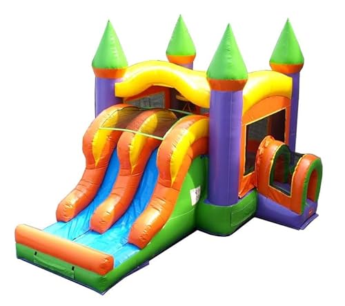 TentandTable Inflatable Bounce House with Slide Orange Rainbow