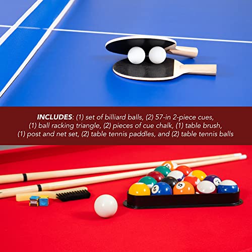Hathaway Maverick 7-foot Pool and Table Tennis Multi Game Black with Red Felt