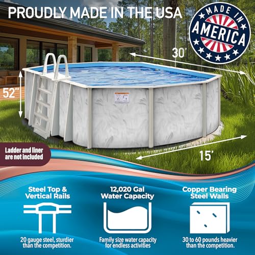 Shop Square 15’ x 30’ Oval Above Ground Steel Wall Pool Silver