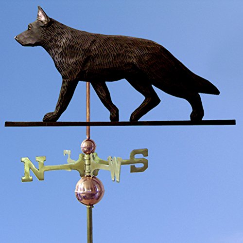 German Shepherd Hand Carved & Painted Weathervane Black 22 Inch