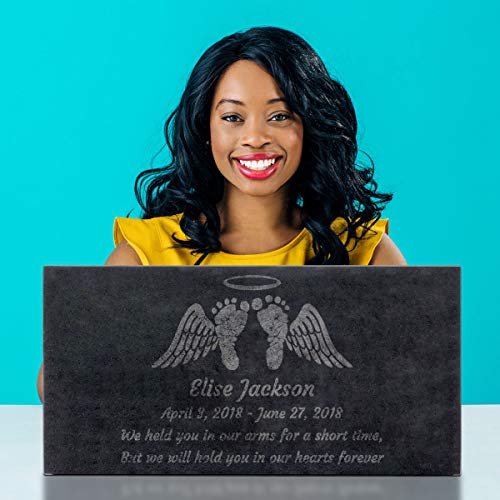 PlaqueMaker Black Granite Memorial Headstone for Infant or Child - Personalized Sympathy Gift (24 x 12 x 4)