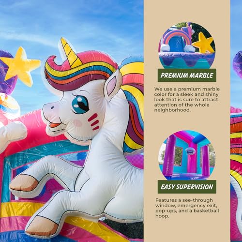 XJUMP Unicorn Bounce House Water Slide Combo Multicolor