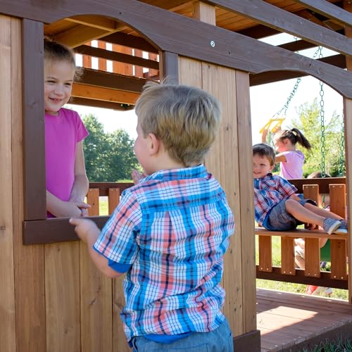 Backyard Discovery Woodridge Elite Cedar Swing Set Light Brown