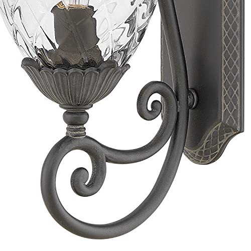 Hinkley Plantation Large Wall Mount Outdoor Lantern - Pineapple Motif, 1-Light, Clear Optic Glass, Aluminum - Museum Black
