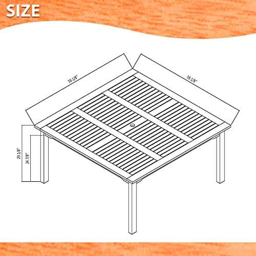 Amazonia Kevin Milano 9-Piece Outdoor Square Dining Table Set Eucalyptus Wood Amazonia