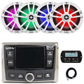Enrock Marine Infinity PRV-315.2 Bluetooth AM/FM/WB Radio Receiver with 4x 6.5" 225W Waterproof Coaxial Speakers White LED