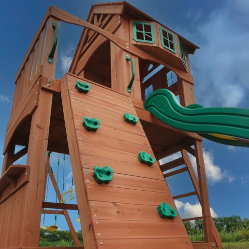 Backyard Discovery Atlantis Cedar Wooden Swing Set Brown