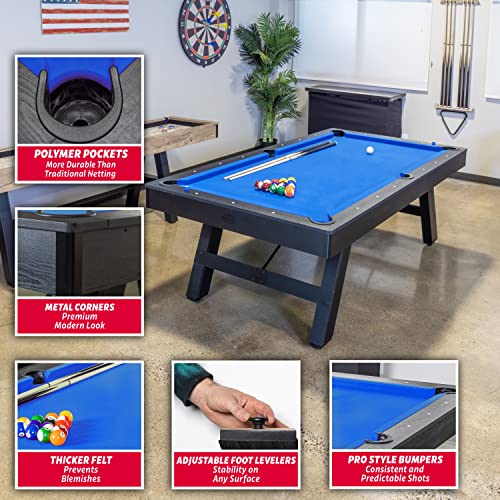GoSports 8 ft Pool Table with Wood Finish Blue