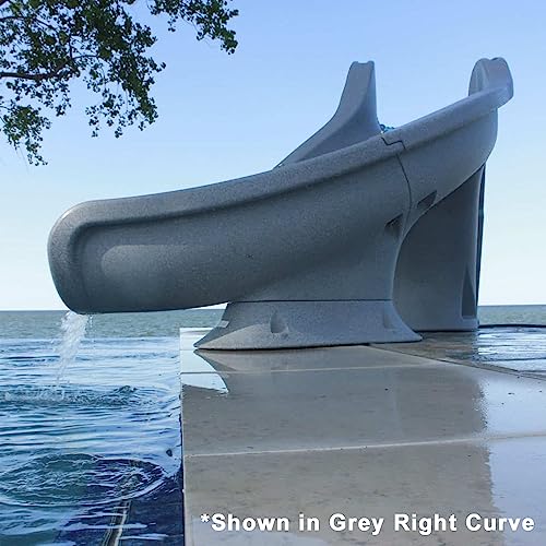Global Pool Products Splash Inground Swimming Pool Water Slide Deck Mounted Right Curve Turn Gray