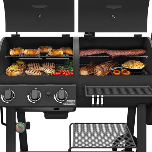 Oklahoma Joe's Canyon Deluxe Charcoal and Propane Gas Combination Smoker and Grill Black