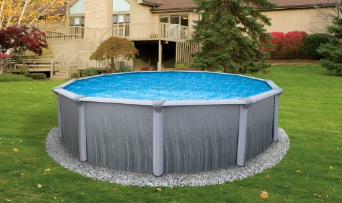 Blue Wave NB2610 Martinique Round Steel Wall Above Ground Pool w/ 7-in Top Blue Gray