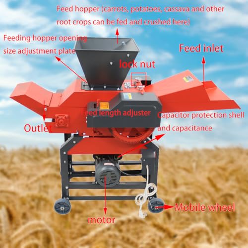 Banfluxion 220V 8-Blade Grass Cutter with Conveyor Belt Red