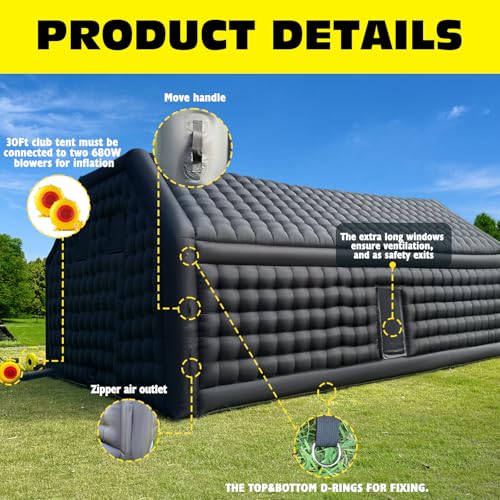 WARSUN Inflatable Nightclub Party Tent 30x20x13Ft Black