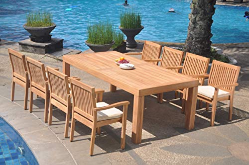 TeakStation 8 Seater Grade-A Teak Wood 9 Pc Dining Set Teak