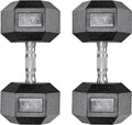 LIFERUN Rubber Coated Cast Iron Hex Dumbbell Set, 75lb Black