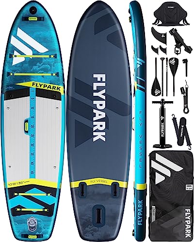 FLYPARK Fishing Inflatable Paddle Board 10'8''x35'' Fishing SUP Stand Up Paddleboard Blue