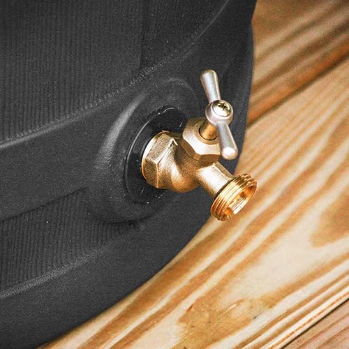Good Ideas Rain Wizard 40 Gallon Plastic Rain Water Collection Barrel Drum with Brass Spigot Black