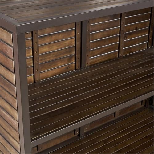 Noble House Leni Indoor Bar Set with Rustic Metal Accents Dark Brown