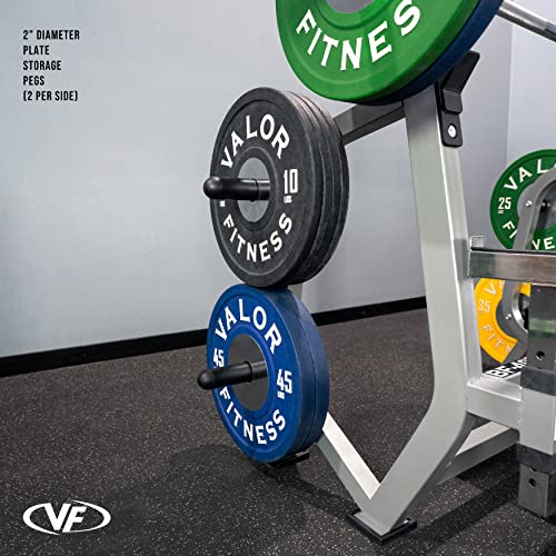 Valor Fitness Olympic Weight Bench Press Station Spotter Arms Adjustable Safety Catch Plate Storage Pegs Power Lifting Home Gym Workout Equipment BF-49 Metallic Grey and Black