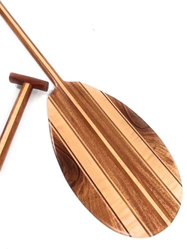 Tikimaster Koa Canoe Paddle 50 in with Maple Inlays T-Handle Yellow