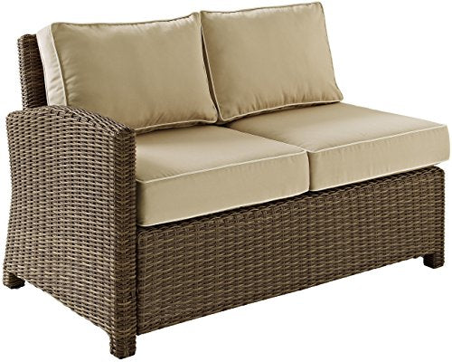 Crosley Furniture Bradenton 5-Piece Outdoor Sectional Sofa Set Brown with Sand Cushions