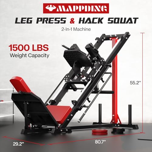 Mappding Leg Press Machine Hack Squat Equipment with Red Cushion