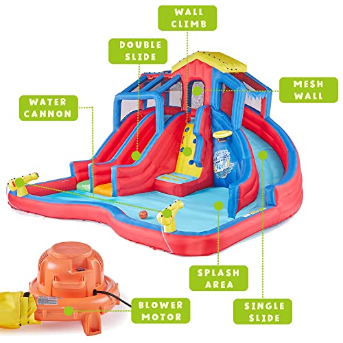 BANZAI Hydro Blast Inflatable Water Park with Slides & Pool Blue/Red