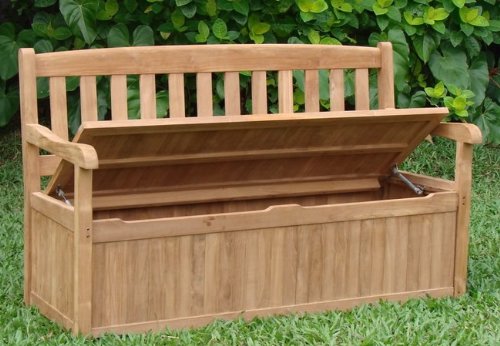 WholesaleTeak 5 Feet Grade A Teak Wood Luxurious Outdoor Garden Bench with Storage Box Teak