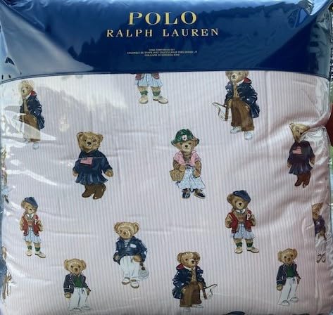 POLO RALPH LAUREN Teddy Bear Sweater King Comforter Set Pink