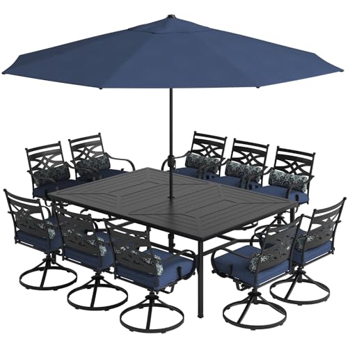 Hanover Montclair 11-Piece Outdoor Dining Set Navy