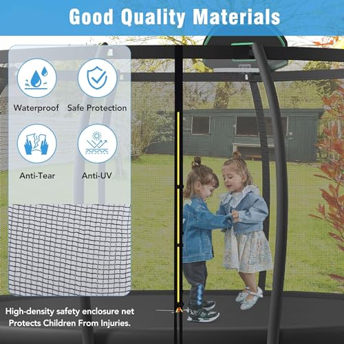 Merax 12FT Outdoor Trampoline with Basketball Hoop & Enclosure Net