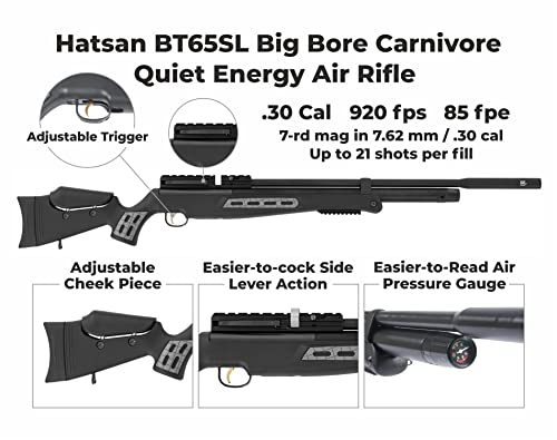 Wearable4U Hatsan BT 65 SL QE Big Bore Carnivore .30 Cal PCP Air Rifle Bundle w/Scope, Targets & Pellets