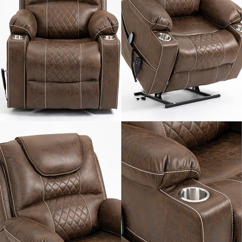 FANYE Electric Power Lift Chair with Massage and Heat Brown F