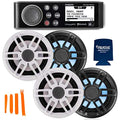 Fusion Entertainment Marine Receiver with 2 Pairs of 6.5" Coax Speakers Black and White Grills