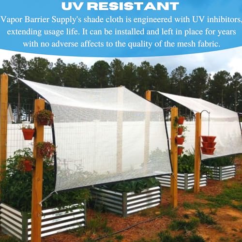 Farm Plastic Supply VBS White Shade Cloth 50% Mesh Fabric 12' x 250' Green