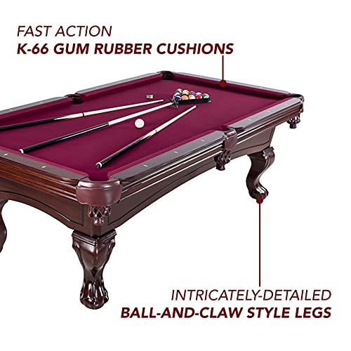 Hathaway Augusta 8-ft Pool Table with Burgundy Felt - Mahogany Finish